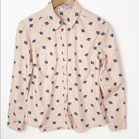 Boden Tops - EUC Boden Pink Floral Long Sleeve Button Up Top